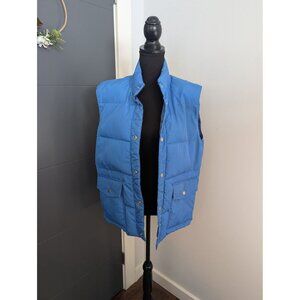 Vintage 70's/80's Down Filled Blue Puffer Vest With Snap Closures - M
